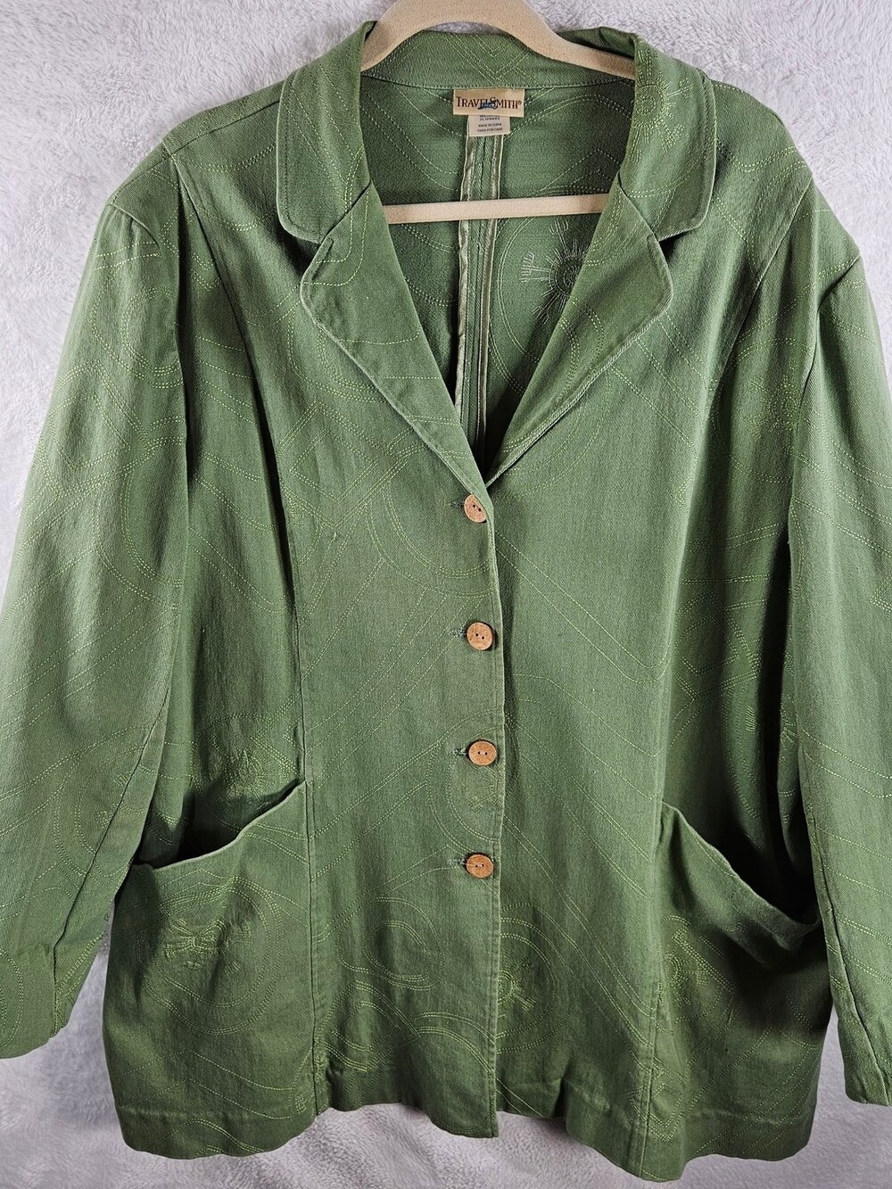 TravelSmith Blazer Jacket Embroidered Cotton Women's Size 3X